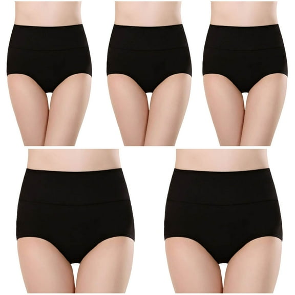 XuJwPNcy Cotton Underwear for Women Plus Size Soft Underpants High Waist Breathable Briefs Stretch Panties 5 Pack
