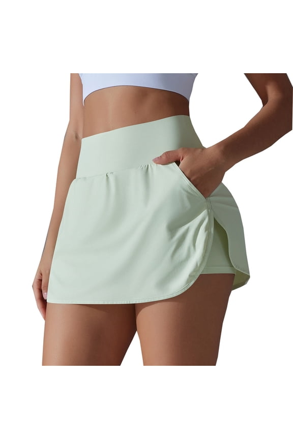Yuzhih Cozy Yoga A Line Golf Skirts for Women High Waisted Split Hem Tennis Casual Skirt Shorts with Pockets