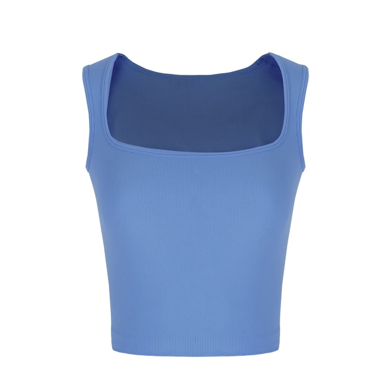 Sky Blue Square-Neck Crop Tank