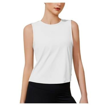 Yuzhih Cropped Tank Tops for Women Crewneck Sleeveless Athletic Gym Blouses Loose Yoga Workout Tank Shirts