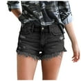 thumbnail image 1 of XuJwPNcy Denim Shorts Womens Ripped Frayed Hem Jeans Shorts Summer Casual Mid Rise Stretchy Short Pants, 1 of 6