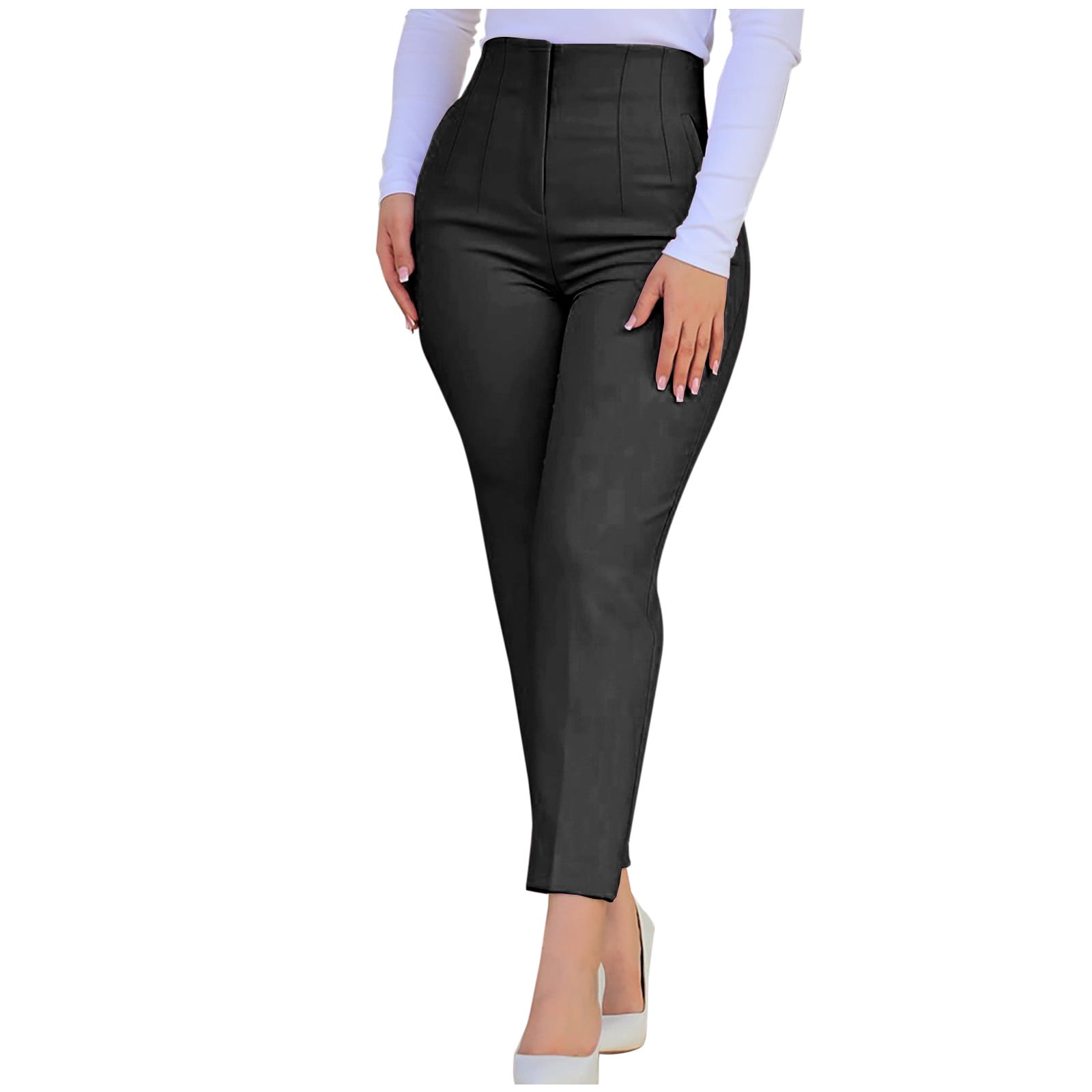 slim fit dress slacks Slim-Fit Dress Pants for Tall Women in Black 16 / Tall / Black