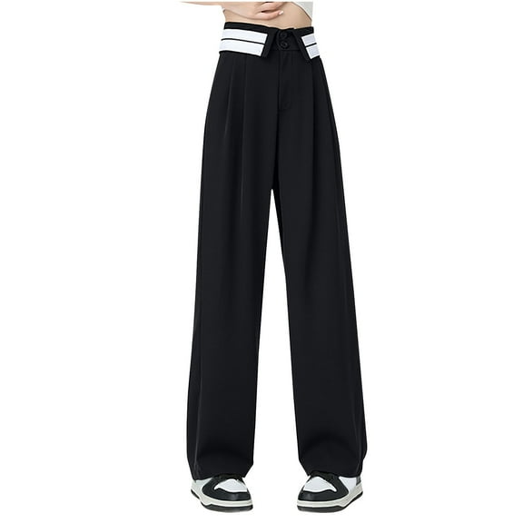 XuJwPNcy Dress Pants for Women High Waist Casual Wide Leg Work Pants Business Office Trousers with Pockets