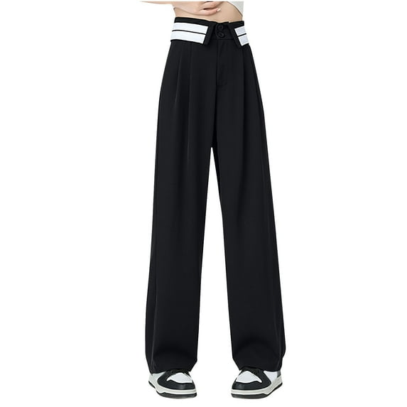 XuJwPNcy Dress Pants for Women High Waist Casual Wide Leg Work Pants Business Office Trousers with Pockets