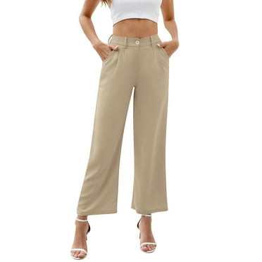 Yuzhih Dress Pants for Women High Waisted Wide Leg Business Pants Baggy Comfy Office Work Trousers with Pockets