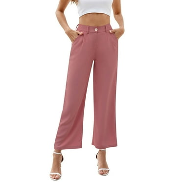 Yuzhih Dress Pants for Women High Waisted Wide Leg Business Pants Baggy Comfy Office Work Trousers with Pockets