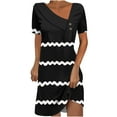 thumbnail image 1 of XuJwPNcy Dresses for Women Casual Solid Irregular V Neck Dress Fashion Comfy Lightweight Short Sleeve Dress, 1 of 5
