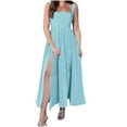 thumbnail image 1 of XuJwPNcy Dresses for Women Sleeveless High Waist Flowy Tank Dress Casual Solid Color Party Club Long Dresses, 1 of 6