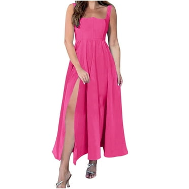 Yuzhih Dresses for Women Sleeveless High Waist Flowy Tank Dress Casual Solid Color Party Club Long Dresses