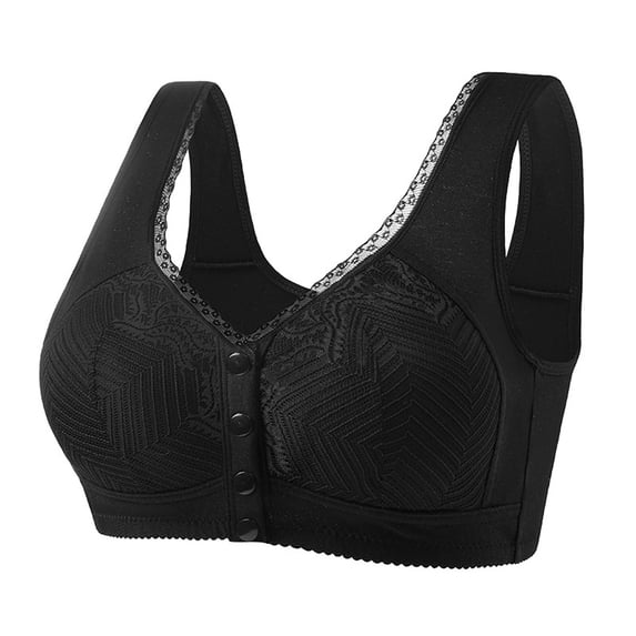 XuJwPNcy Front Closure Breathable Bra for Women Solid Lace Trim Comfort Bra Wireless Push up Bralettes