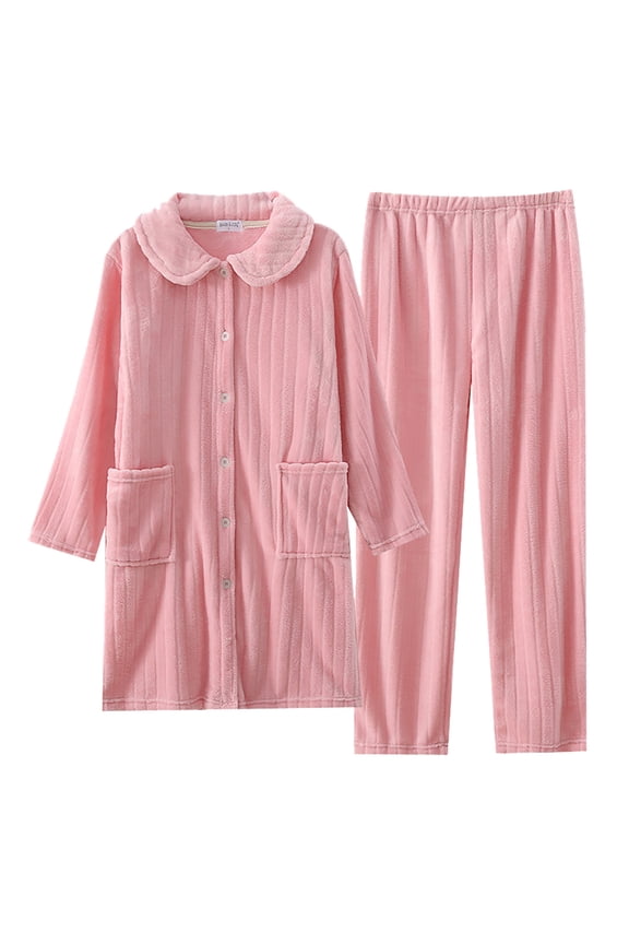 Fuzzy Pajama Set for Women Soft Plush Nightdress and Fleece Pants 2 Piece Sleepwear Loungewear for Winter