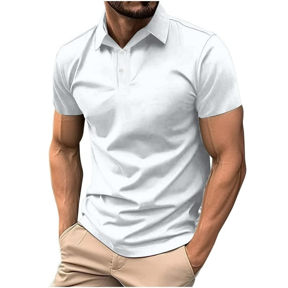 XuJwPNcy Golf Shirts for Men Summer Short Sleeve Button up Tennis Shirts Plus Sizecollared Athletic Tees