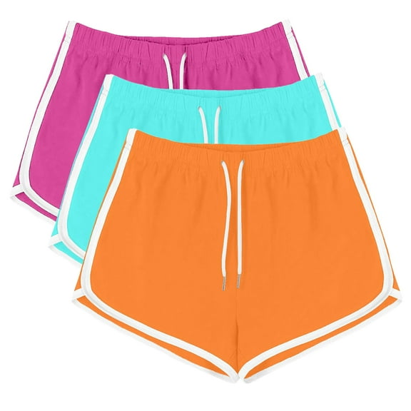 XuJwPNcy Gym Shorts Women 3 Pack Summer Loose Comfy Mid-Waisted Workout Yoga Shorts Solid Color Shorts Activewear