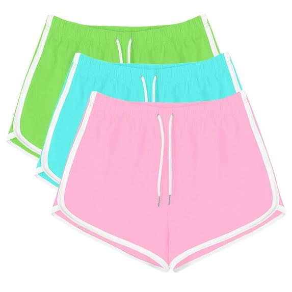 XuJwPNcy Gym Shorts Women 3 Pack Summer Loose Comfy Mid-Waisted Workout Yoga Shorts Solid Color Shorts Activewear