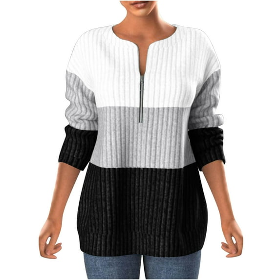XuJwPNcy Half Zip Pullover Women Fall Color Block Oversized Sweatshirt Long Sleeve Pullover Tops Winter Cute Outfits Jacket