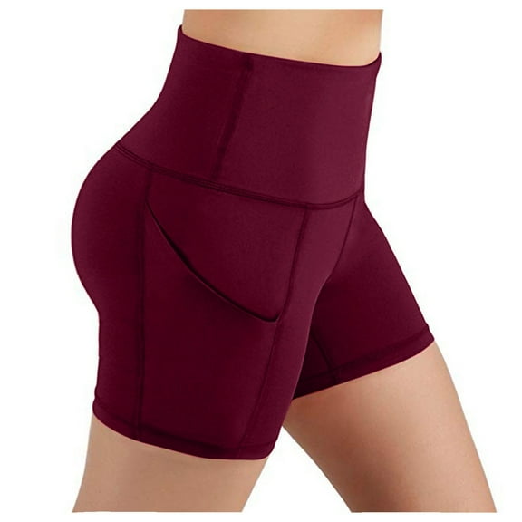 XuJwPNcy High Waist Biker Shorts for Women with Pockets Super Soft Yoga Workout Gym Bike Shorts Solid Short Leggings