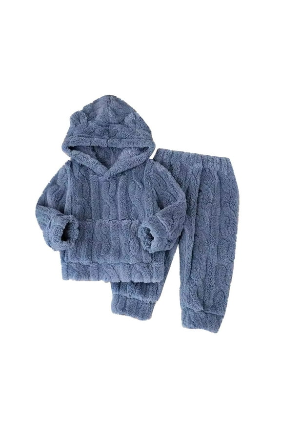 Infant Newborn Baby Girls Clothes Fuzzy Pants Set Pullover Hoodie Two Piece Outfits Fleece Loungewear Sets