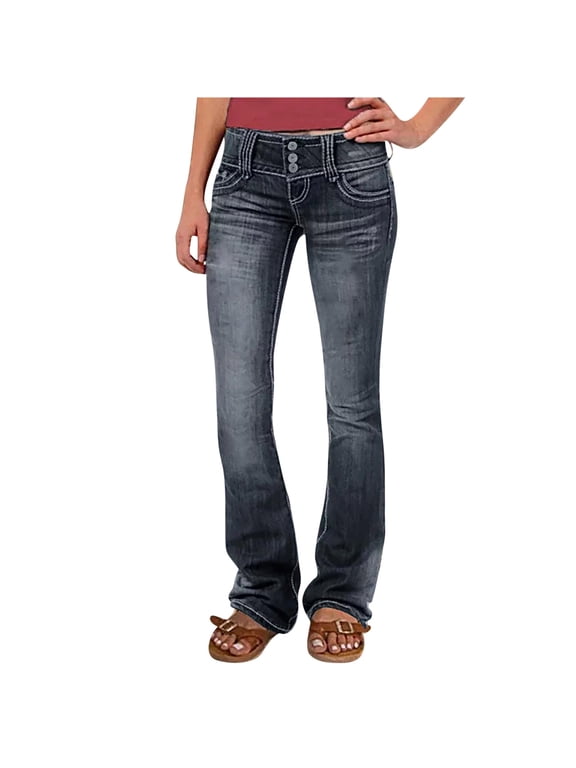 Jeans for Women Bootcut Wide Leg Stretchy Denim Pants Trendy Low Rise Flare Bell Bottom Jeans