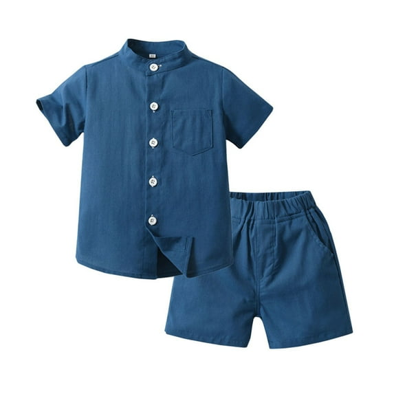 XuJwPNcy Linen Sets for Toddler Casual Short Sleeve Collared Buttons down Shirts Boys Girls Summer Lounge Shorts Beach Outfits