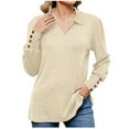 thumbnail image 1 of XuJwPNcy Long Sleeve Shirts for Women Collared V Neck Tshirts Fall Loose Baggy Tops Tunic Blouses, 1 of 4