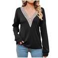 thumbnail image 1 of Yuzhih Long Sleeve Shirts for Women Dressy V Neck Casual Blouse Basic Loose Tunic Tops Trendy Soft Fall Tops 2024, 1 of 6