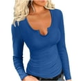 thumbnail image 1 of XuJwPNcy Long Sleeve Tops for Women Scoop Neck Ribbed Knit Slim Tight Shirts Fall Basic Tee Shirts Tunic Tops, 1 of 4