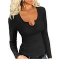 thumbnail image 1 of XuJwPNcy Long Sleeve Tops for Women Scoop Neck Ribbed Knit Slim Tight Shirts Fall Basic Tee Shirts Tunic Tops, 1 of 1