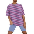 thumbnail image 1 of Yuzhih Lounge Sets for Women Crew Neck Short Sleeve Top and Biker Shorts 2 Piece Matching Sets Clothing, 1 of 5