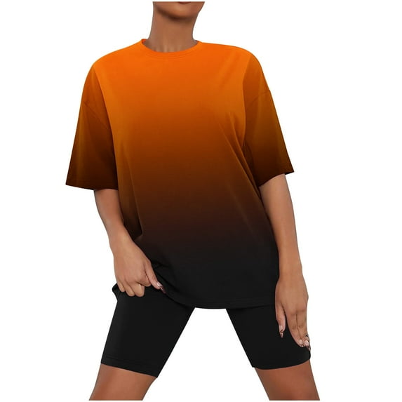 Yuzhih Lounge Sets for Women Crew Neck Short Sleeve Top and Biker Shorts 2 Piece Matching Sets Clothing