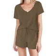 thumbnail image 1 of XuJwPNcy Lounge Sets for Women Scoop Neck Short Sleeve Tops with Drawstring Shorts Two Piece Pajama Sets, 1 of 7