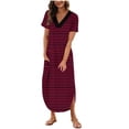thumbnail image 1 of Yuzhih Maxi Dresses for Women 2024 Trendy V Neck Short Sleeve Tshirt Dresses Flowy Dress with Pockets, 1 of 6
