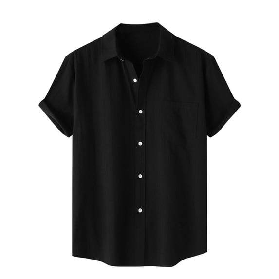 XuJwPNcy Men's Button down Shirts Short Sleeve Casual Shirts Summer Beach Shirts Solid Color Vacation Shirts with Pocket