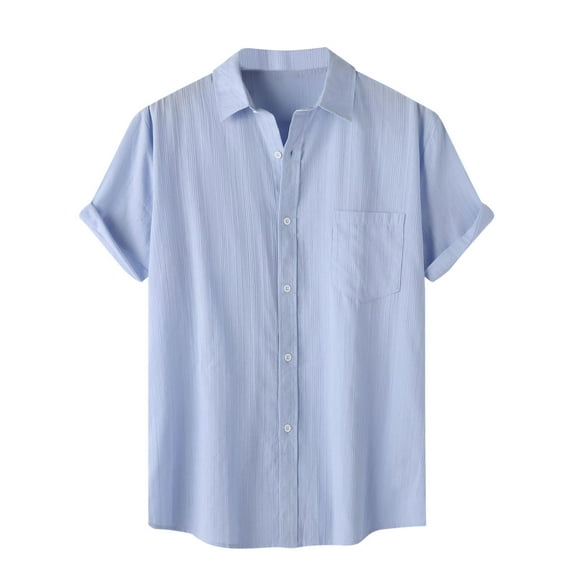XuJwPNcy Men's Button down Shirts Short Sleeve Casual Shirts Summer Beach Shirts Solid Color Vacation Shirts with Pocket