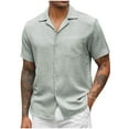 thumbnail image 1 of XuJwPNcy Men's Cotton Linen Button down Shirt Lightweight Stretch Solid Color Summer Shirts Casual Vacation Beach Tops, 1 of 5