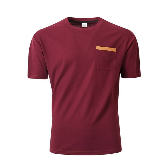 XuJwPNcy Men's Pocket T-Shirt Crew Neck Short Sleeve T-Shirts for Men Classic Slim Fit Solid Color Summer Basic Tee Shirts