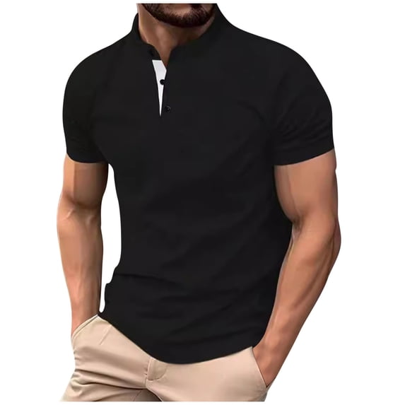 XuJwPNcy Men's Summer Short Sleeve Tops Summer Casual Crewneck Button up T-Shirts Plus Size Gym Workout Athletic Tees