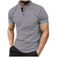 thumbnail image 1 of XuJwPNcy Men's Summer Short Sleeve Tops Summer Casual Crewneck Button up T-Shirts Plus Size Gym Workout Athletic Tees, 1 of 6