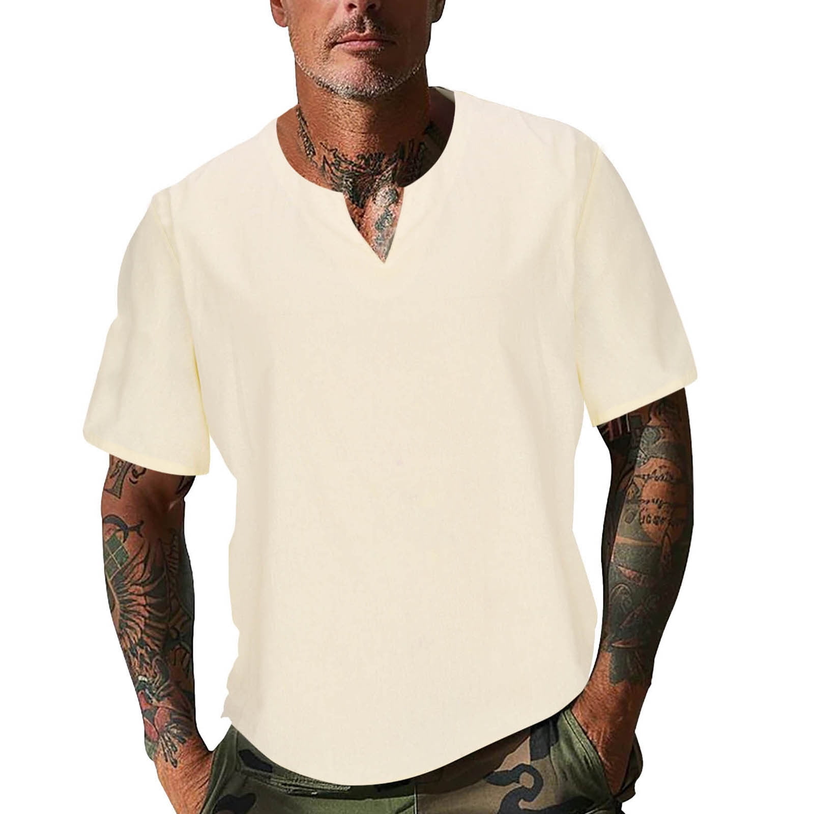 【セール】福袋のファッション通販 Yuzhih Men's T-Shirts 2025 Trendy Beach Vacation Tshirts V Clothing