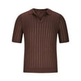 thumbnail image 1 of XuJwPNcy Men's T-Shirts Casual Knit Short Sleeve Collared V Neck Solid Color Knitted Pullover Tees Fashion Summer Beach Tshirts, 1 of 5
