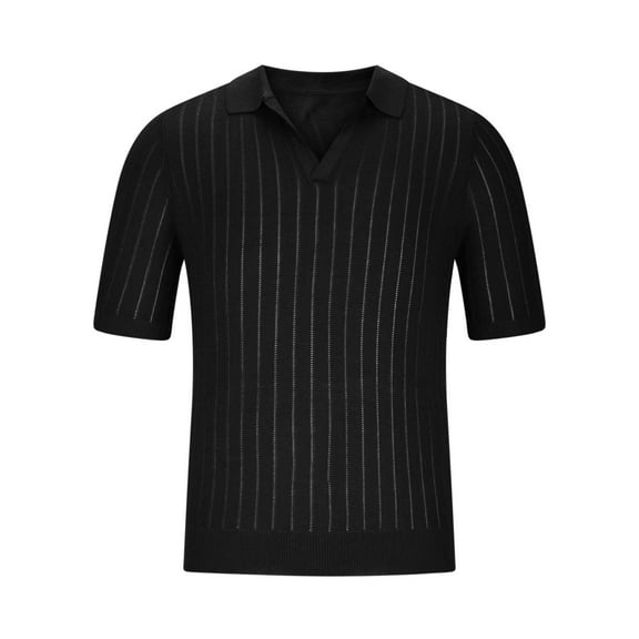 XuJwPNcy Men's T-Shirts Casual Knit Short Sleeve Collared V Neck Solid Color Knitted Pullover Tees Fashion Summer Beach Tshirts