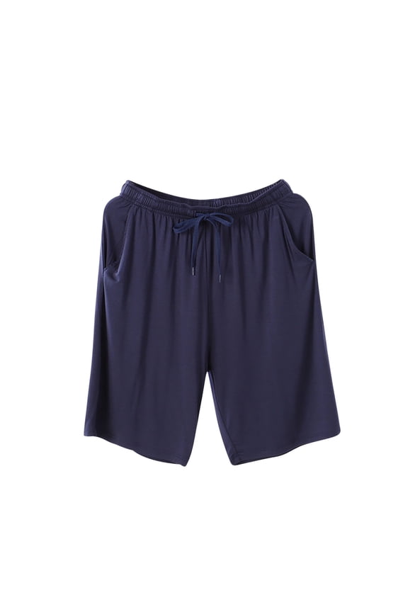 Mens Big and Talls Pajama Shorts Comfy Solid Drawstring Lounge Shorts with Pockets Solid Bottom Loungewear