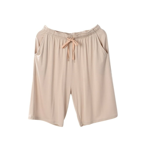 XuJwPNcy Mens Big and Talls Pajama Shorts Comfy Solid Drawstring Lounge Shorts with Pockets Solid Bottom Loungewear