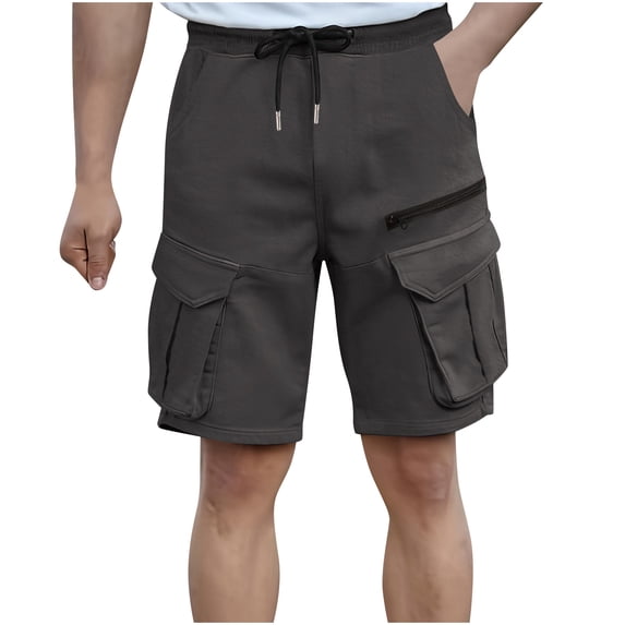 Yuzhih Mens Cargo Shorts Knee Length Outdoor Cargo Shorts with Pockets Summer Hiking Shorts Solid Color Big and Tall Shorts