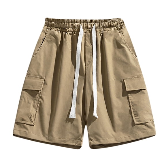 XuJwPNcy Mens Cargo Shorts Lightweight Stretch Hiking Shorts Casual Shorts Elastic Waisted Solid Color Work Shorts with Pockets