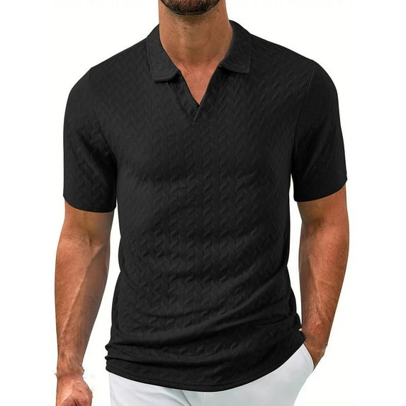 XuJwPNcy Mens Casual Knit Shirts V Neck Short Sleeve Stretch Golf T Shirt Solid Color Summer Clothes Golf Shirts for Men