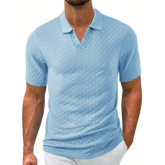 XuJwPNcy Mens Casual Knit Shirts V Neck Short Sleeve Stretch Golf T Shirt Solid Color Summer Clothes Golf Shirts for Men