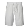 thumbnail image 1 of XuJwPNcy Mens Cotton Linen Bermuda Shorts Casual Solid Color Elastic Waist Drawstring Loose Straight Leg Summer Beach Vacation Short Pants, 1 of 7