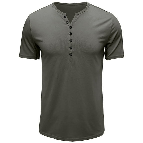 XuJwPNcy Mens Cotton Short Sleeve T Shirts Summer Basic Solid Color Crew Neck Button up Tees Comfy Slim Clothes