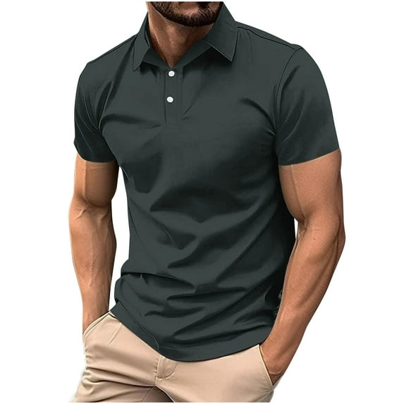 XuJwPNcy Mens Muscle Shirts Short Sleeve Slim Fit Golf Casual Collared Tops Solid Color Workout T Shirts for Summer