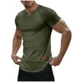 thumbnail image 1 of XuJwPNcy Mens Muscle Slim T Shirts V Neck Short Sleeve Henley Shirt Summer Gym Workout Athletic Tees Trendy, 1 of 7